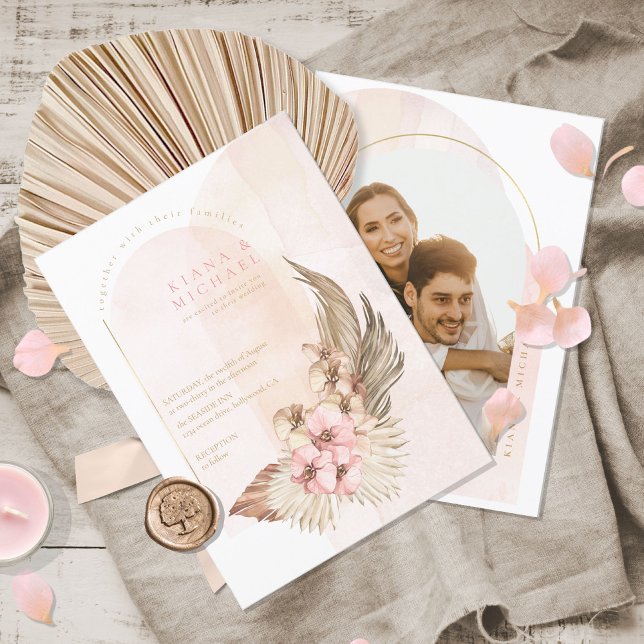 Boho Oasis Bröllop Photo Template ID959 Inbjudningar (Skapare uppladdad)