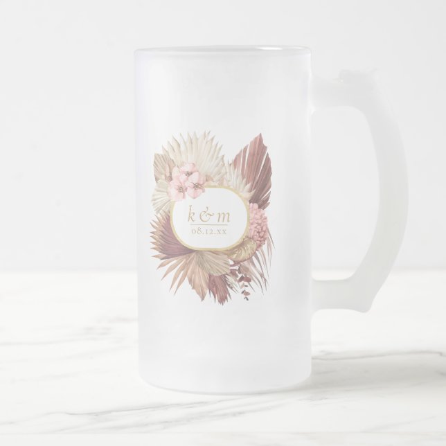 Boho Oasis Bröllopsblommig Ram ID959 Frostat Ölglas (Höger)
