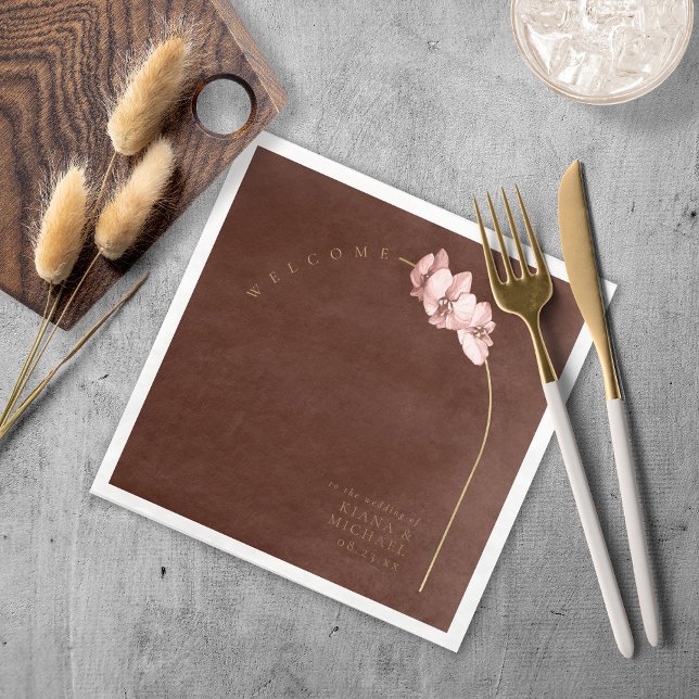 Boho Oasis Orchid Arch Bröllop Välkommen-ID959 Pappersservett (Skapare uppladdad)