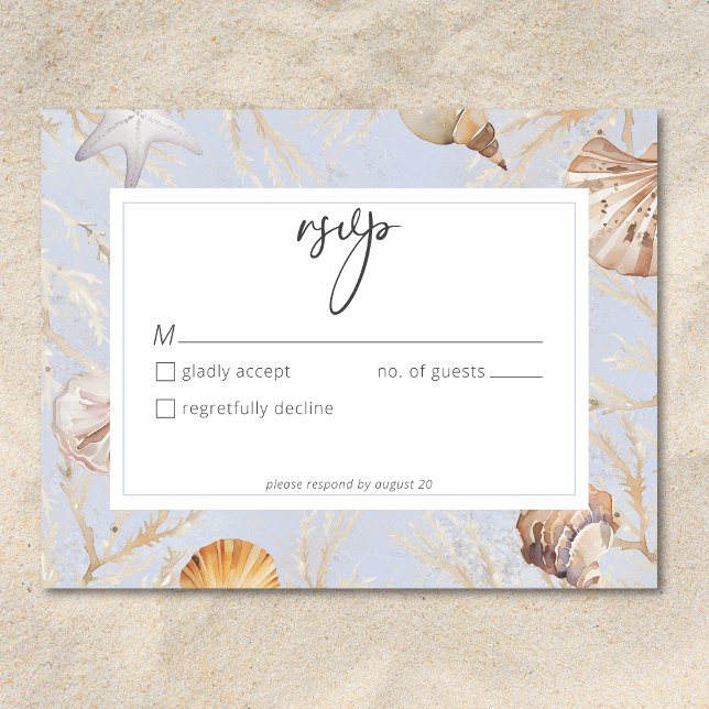 Boho Ocean Dusty Blue på Beach Wedand OSA Kort (Skapare uppladdad)