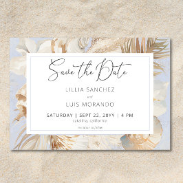 Boho Ocean Dusty Blue på Beach Wedand Spara Datumet