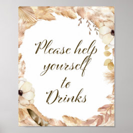 Boho och Feather Party-tecken, Möhippa, Baby, Bröl Poster