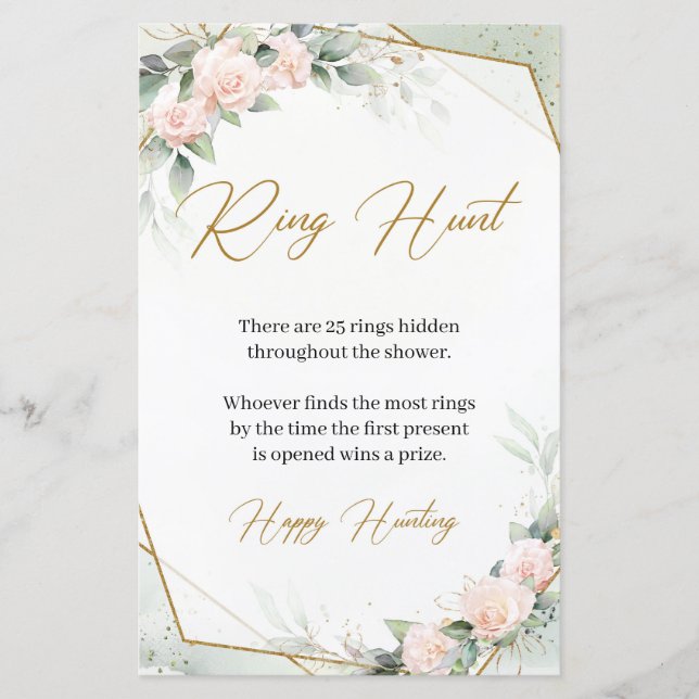 Boho  och guld greenery Ring Hunt Game (Framsida)