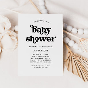 Boho och Retro Black and White   Babyskor Inbjudningar
