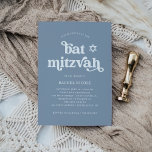 Boho och Retro Dusty Blue | BAT MITZVAH Inbjudningar<br><div class="desc">Den här enkla och Bat mitzvah inbjudan har vit,  retrotypografi på en söt,  dammig blå bakgrund med en matchande David Star.</div>
