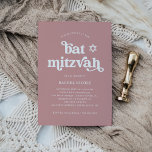 Boho och Retro Dusty Ro | BAT MITZVAH Inbjudningar<br><div class="desc">Den här enkla och Bat mitzvah inbjudan har vit,  retrotypografi på en dammig rosa i ro med en matchande David-stjärna.</div>