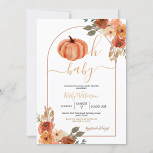 Boho Oh Baby Arch Pumpkin Wildblomma Baby Shower Inbjudningar