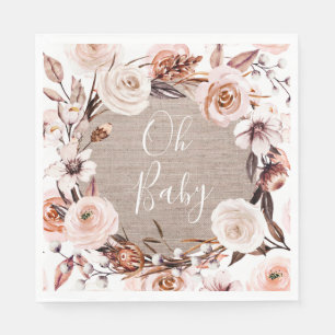 Boho Oh Baby Blommigt Burlap Pappersservett