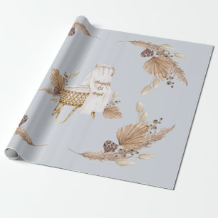 Boho Oh Baby Brown Blue Bassinet Personlig Presentpapper