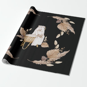 Boho Oh Baby Brown och Black Bassinet Presentpapper