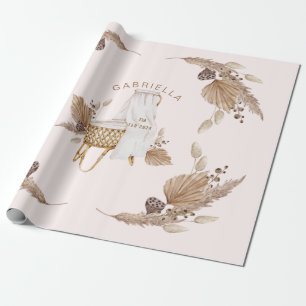 Boho Oh Baby Brown Rosa Namn Ankomstdatum II Presentpapper