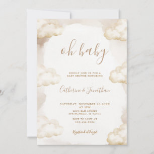 Boho Oh Baby Könsneutralt Moln Bebis Shower Inbjudningar