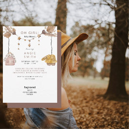 Boho Oh Girl Clothes Baby Shower II Inbjudningar