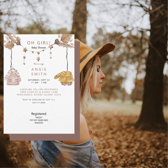 Boho Oh Girl Clothes Baby Shower II Inbjudningar (Skapare uppladdad)