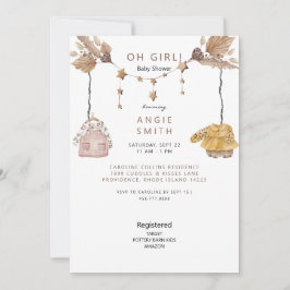 Boho Oh Girl Clothes Baby Shower III Inbjudningar
