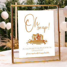 Boho Oh Snap Burnt Orange Bröllop Hashtag-tecken Poster