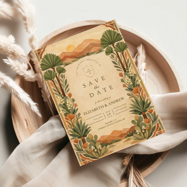 Boho öken botanisk bröllop spara datumet (Skapare uppladdad)