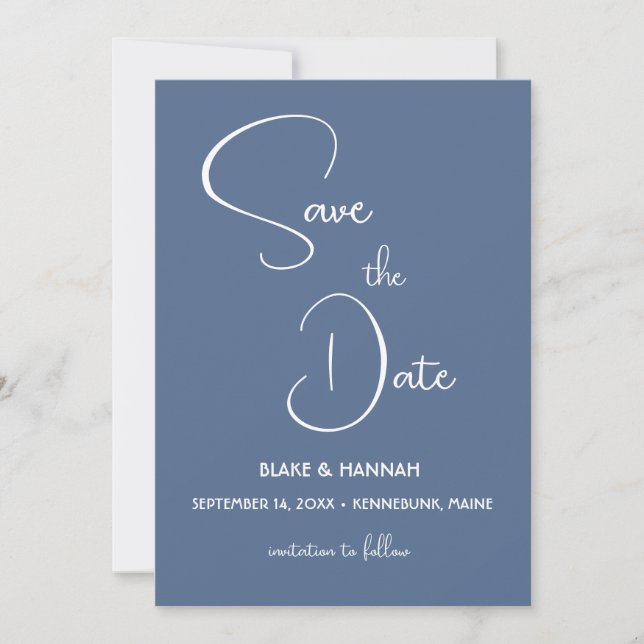 Boho öken dammig blå minimalistisk Spara datum Inbjudningar (Framsida)
