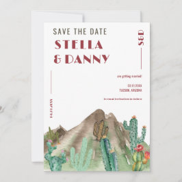 Boho öken kaktus Arizona Destination bröllop Spara Datumet