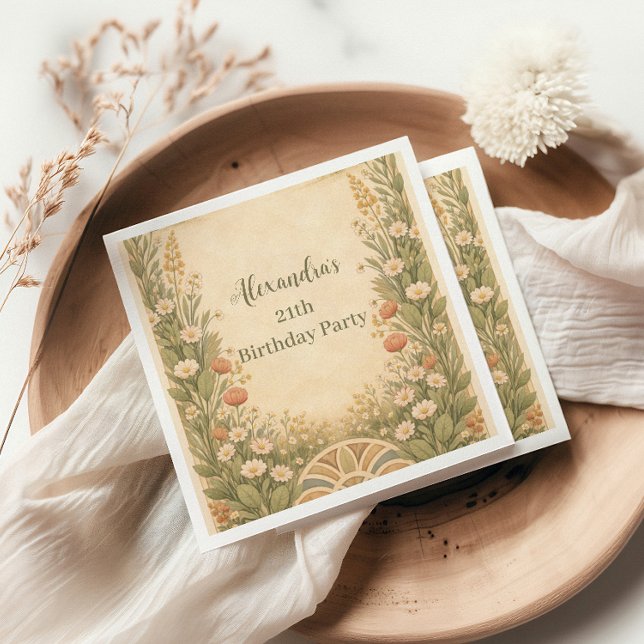 Boho Öken Vildblomma Födelsedag Pappersservett (Skapare uppladdad)
