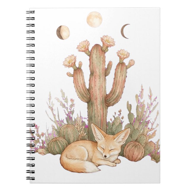 Boho ökenfennek räv som sover under Saguaro kaktus Anteckningsbok (Framsidan)