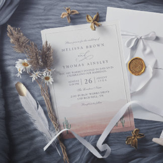 Boho-ökenkaktus rustik elegant modern bröllop inbjudningar