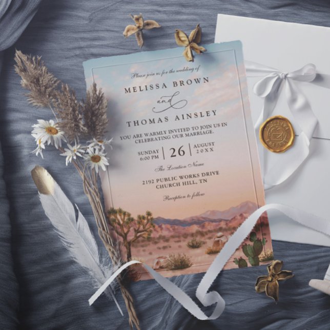 Boho ökenkaktus rustik elegant modern bröllop inbjudningar (Skapare uppladdad)