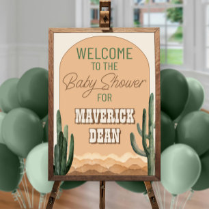 Boho Ökenkaktus Sydväst Baby Shower Välkommen Poster