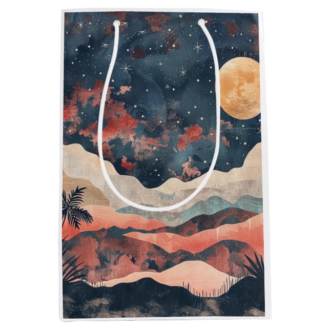 Boho ökenmåne Indigo Koppar Celestial Landskap (Framsidan)