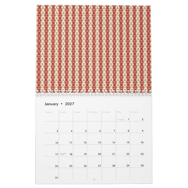 Boho ökenrandig mönsterdesign kalender (Jan 2027)