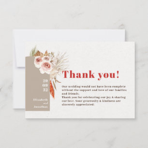 Boho-ökentorkade blommor, jordtoner tack kort