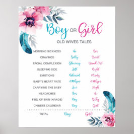 Boho Old Wives Tale Gender Reveal-skylt Poster