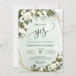 Boho Olive foliage vit ros guld sa ja Inbjudningar