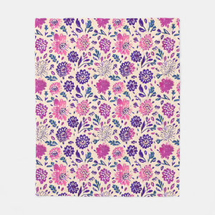Boho Ombre Rosa and Lila Blommönster Fleecefilt