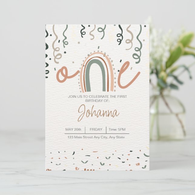 Boho ONE00 Birthday-inbjudan Inbjudningar (Stående Fram)