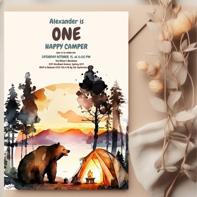 Boho One Lycklig Camper 1:a födelsedagen Party Inbjudningar (Skapare uppladdad)