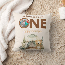 Boho One Lycklig Camper 1:a födelsedagen Party Kudde