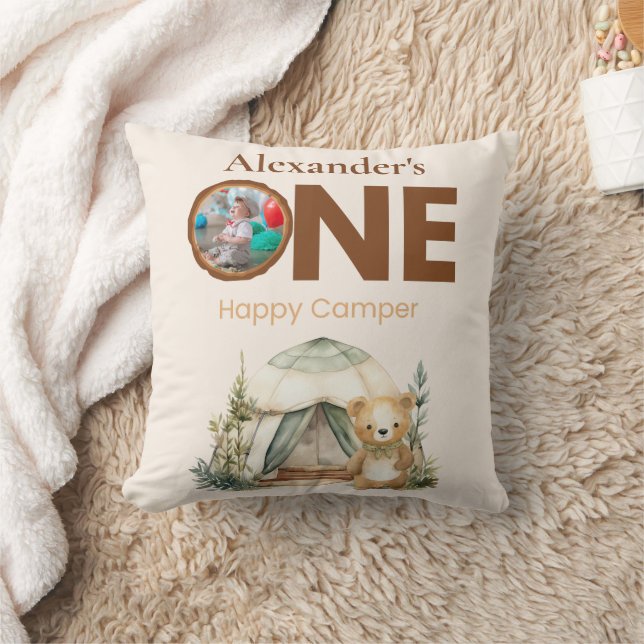 Boho One Lycklig Camper 1:a födelsedagen Party Kudde (Filt)