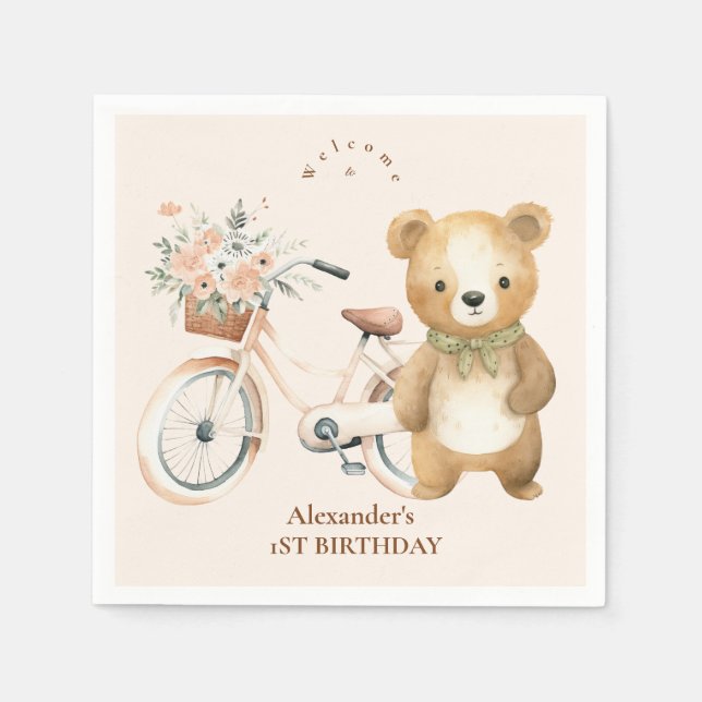 Boho One Lycklig Camper 1:a födelsedagen Party Pappersservett (Framsidan)