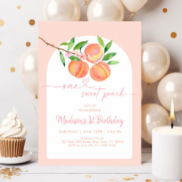 Boho One Sweet Peach Birthday Inbjudningar