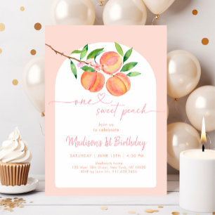 Boho One Sweet Peach Birthday Inbjudningar