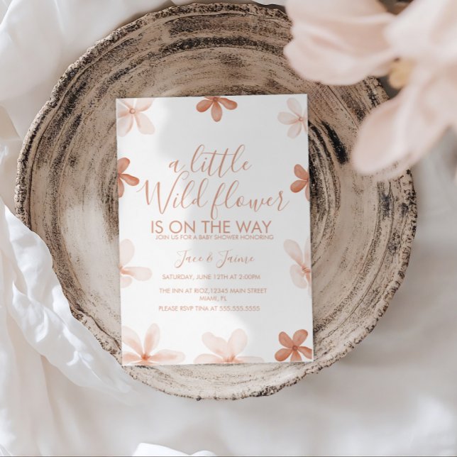 Boho One Wild Flowers Baby Shower  Invitation Inbjudningar (Skapare uppladdad)