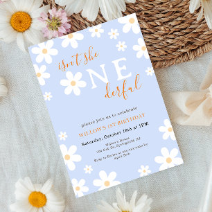 Boho Onederful Blommigt Groovy Daisy 1:a födelseda Inbjudningar