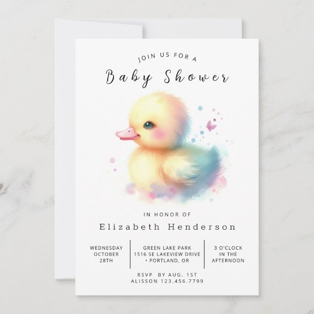 Boho Online Anka Baby Shower Inbjudningar (Framsida)