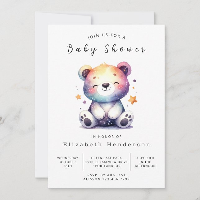 Boho Online Bear Baby Shower Inbjudningar (Framsida)