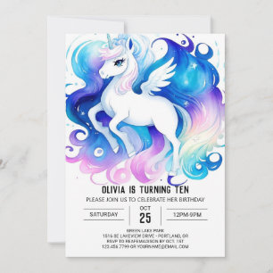 Boho Online Pony Birthday Inbjudningar