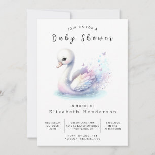 Boho Online Svan Baby Shower Inbjudningar