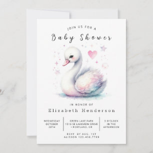 Boho Online Svan Baby Shower Inbjudningar