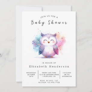 Boho Online Uggla Baby Shower Inbjudningar