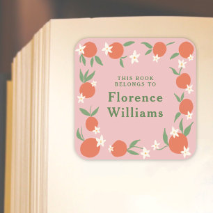 Boho Orange Blommar-bokmärke Fyrkantigt Klistermärke